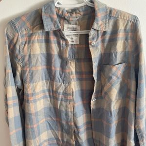 Blue and beige flannel
